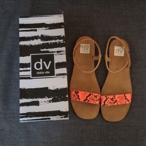 Dolce Vita orange and black sandals